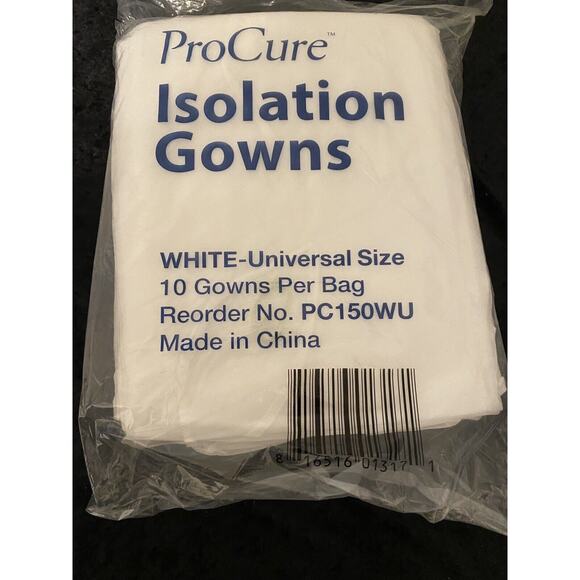ProCure Isolation Gowns white Quantity 50 Pieces Health Care Universal Size - Picture 3 of 6